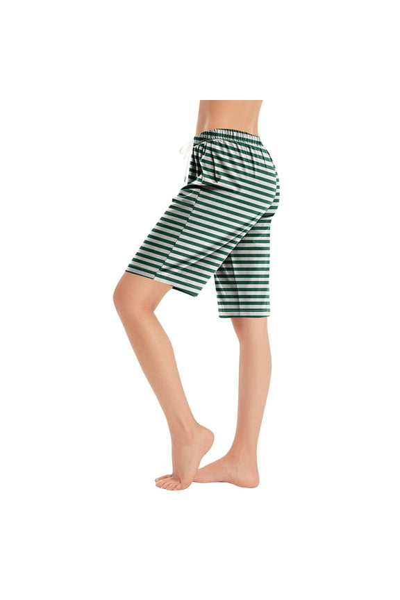 Womens Bermuda Pajama Shorts Casual Summer Soft Comfy Lounge Shorts Elastic Waist Stylish Trousers Pj Bottoms