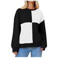 thumbnail image 1 of Oplxuo Womens Colorblock Sweatshirt Casual Long Sleeve Pullover Tops Loose Crewneck Fall Going Out T Shirts, 1 of 7