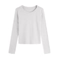 thumbnail image 1 of Oplxuo Womens Crew Neck Basic Long Sleeve T Shirt Slim Fit Tees 2025 Fall Y2k Going Out Crop Tops Cute Tight Shirts, 1 of 3