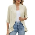 thumbnail image 1 of Oplxuo Womens Eyelets Shrugs Tops Casual Solid 3/4 Sleeve Bolero Elegant Crop Cardigan Coverup Shirts Blouse, 1 of 7