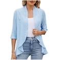 thumbnail image 1 of Oplxuo Womens Eyelets Shrugs Tops Casual Solid 3/4 Sleeve Bolero Elegant Crop Cardigan Coverup Shirts Blouse, 1 of 7