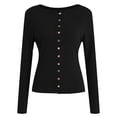thumbnail image 1 of Oplxuo Womens Fall Cardigan Sweaters Lightweight Long Sleeve Button up Ribbed Knit Tops Winter Fashion Clothes, 1 of 3