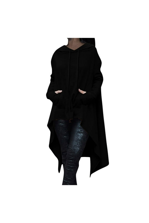 Womens High Low Hoodies Pullover Oversized Sweatshirt Casual Long Sleeve Drop Shoulder Fall Tunic Tops with Pockets
