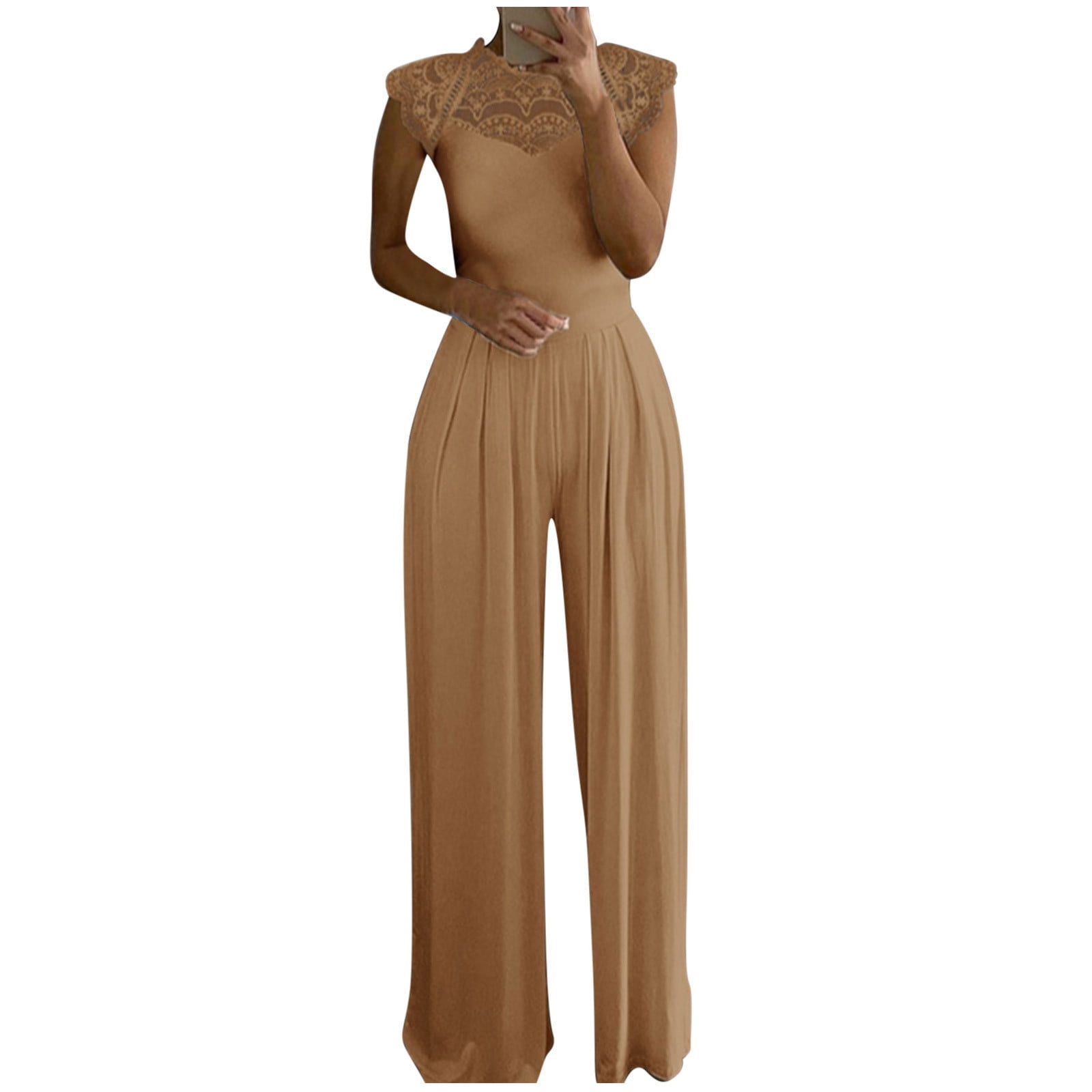 Oplxuo Womens Lace Patchwork Jumpsuits Dressy Casual One Piece Outfits