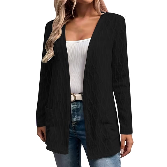 Oplxuo Womens Lightweight Cardigan Long Sleeve Open Front Casual Sweater Cardigans with Pockets