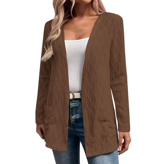Oplxuo Womens Lightweight Cardigan Long Sleeve Open Front Casual Sweater Cardigans with Pockets