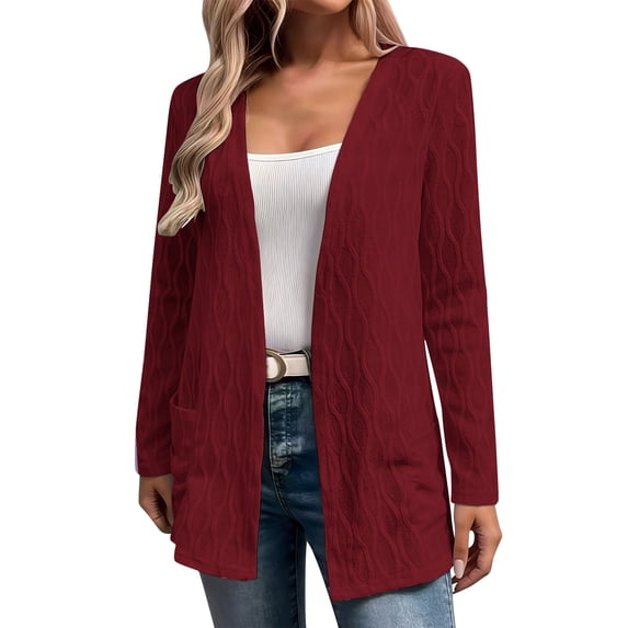 Oplxuo Womens Lightweight Cardigan Long Sleeve Open Front Casual Sweater Cardigans with Pockets