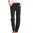 thumbnail image 1 of Oplxuo Womens Linen Pants Casual Drawstring Elastic Summer Straight Leg Pants Beach Lounge Trousers with Pockets, 1 of 5