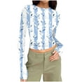 thumbnail image 1 of Oplxuo Womens Long Sleeve Crop Top Y2K Shirt Sexy Slim Fitted Casual Base Layer Soft Workout Shirt Going Out Tops, 1 of 6