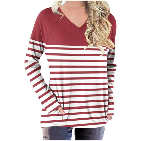 Oplxuo Womens Long Sleeve V Neck T Shirts Casual Loose Dressy Tunic Tops Floral Printed Fall Fashion Outfits Clothes 2025