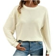 thumbnail image 1 of Oplxuo Womens Long Sleeve Waffle Tshirt Basic Solid Crewneck Casual Pullover Tunic Tops Comfort Fall Blouses Shirts, 1 of 7