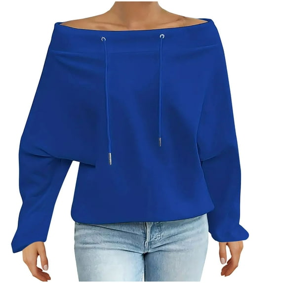 Oplxuo Womens Off The Shoulder Sweatshirt Oversized Casual Long Sleeve Loose Fit Fall Pullover Tops