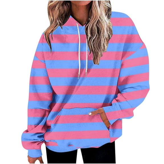 Oplxuo Womens Oversized Striped Hoodies Sweatshirt Colorblock Pullover Long Sleeve Trendy 2025 Fall Tee Tops with Pocket