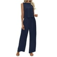 thumbnail image 1 of Oplxuo Womens Pants Sets 2 Piece Outfits Summer Bow Ties Cutout Back Top And Wide Leg Pants Two Piece Outfits, 1 of 7