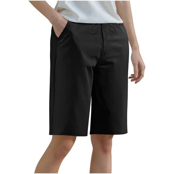 Oplxuo Womens Plus Size Bermuda Shorts Knee Length Loose Lounge Athletic Running Long Gym Shorts with Pockets