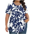 thumbnail image 1 of Oplxuo Womens Plus Size Tops Summer Casual Floral Print Shirts Short Sleeve Crew Neck Blouses Flowy Pleated Tunics, 1 of 4