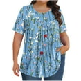 thumbnail image 1 of Oplxuo Womens Plus Size Tops Tunic Short Sleeve Crew Neck Shirts Casual Soft Floral Blouse, 1 of 5