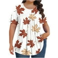 thumbnail image 1 of Oplxuo Womens Plus Size Tops Tunic Short Sleeve Crew Neck Shirts Casual Soft Floral Blouse, 1 of 5