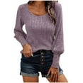 thumbnail image 1 of Oplxuo Womens Ribbed Knit Sweater Long Sleeve Fall Pullover Tops with Button Cuffs, 1 of 7