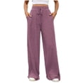 thumbnail image 1 of Oplxuo Womens Ribbed Wide Leg Lounge Pants with Pockets Casual Relaxed Comfy Loose Soft Knit Pajama Pants with Drawstring, 1 of 5