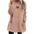 thumbnail image 1 of Oplxuo Womens Sherpa Sweaters Crewneck Long Sleeve Fuzzy Printed Oversized Sweatshirt with Pockets Pullover Soft Fall Tops, 1 of 6