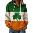 thumbnail image 1 of Oplxuo Womens St. Patrick's Day Clover Print Hoodie Casual Long Sleeve Sweatshirt Irish Shamrock Pullover Tops, 1 of 4