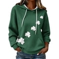 thumbnail image 1 of Oplxuo Womens St. Patrick's Day Clover Print Hoodie Casual Long Sleeve Sweatshirt Irish Shamrock Pullover Tops, 1 of 4