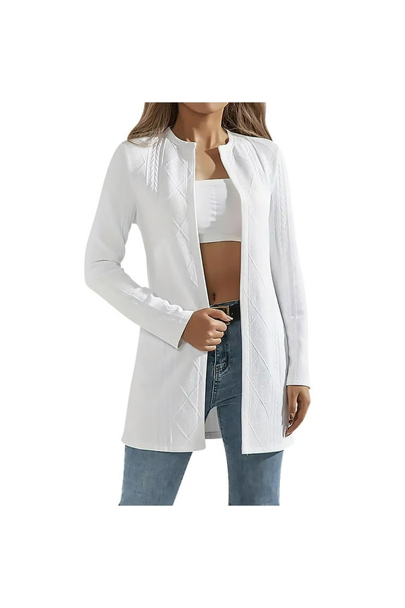 Womens Stand Collar Blazer Cardigans Open Front Long Sleeve Casual Slim Fit Jackets Lightweight Fall Outerwear