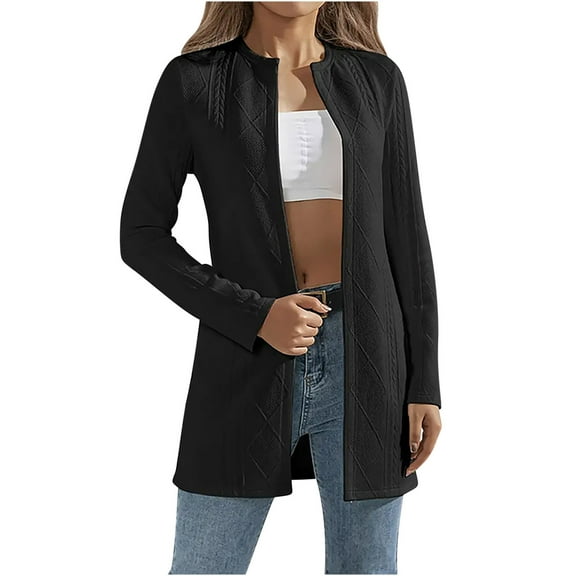 Oplxuo Womens Stand Collar Blazer Cardigans Open Front Long Sleeve Casual Slim Fit Jackets Lightweight Fall Outerwear