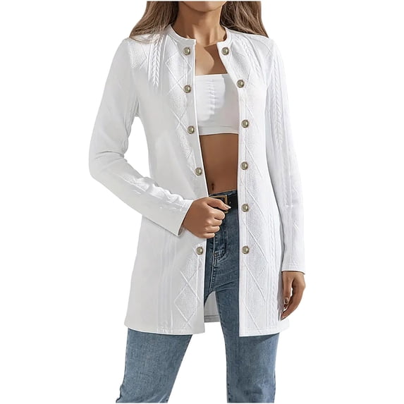 Oplxuo Womens Stand Collar Blazer Cardigans Slim Fit Button Down Long Sleeve Jackets Lightweight Fall Casual Outerwear