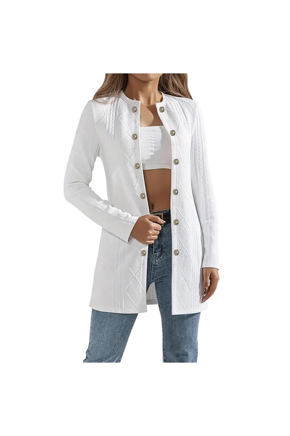 Womens Stand Collar Blazer Cardigans Slim Fit Button Down Long Sleeve Jackets Lightweight Fall Casual Outerwear