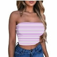 thumbnail image 1 of Oplxuo Womens Striped Crop Tube Tops Strapless Off Shoulder Sleeveless Going Out Shirts Stretchy Bandeau Tops, 1 of 3
