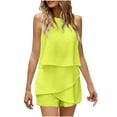 thumbnail image 1 of Oplxuo Womens Summer Jumpsuits 2025 Casual Ruffle Chiffon Sleeveless Rompers, 1 of 7