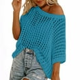 thumbnail image 1 of Oplxuo Womens Summer Scoop Neck Short Sleeve Sweater Casual Crochet Hollow Out Knit Tops Pullover Shirts Beach Coverup, 1 of 6
