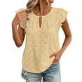 thumbnail image 1 of Oplxuo Womens Summer Sleeveless Tank Tops Crewneck Ruffle Sleeve Eyelet Shirts Blouses, 1 of 7
