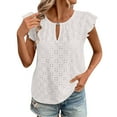 thumbnail image 1 of Oplxuo Womens Summer Sleeveless Tank Tops Crewneck Ruffle Sleeve Eyelet Shirts Blouses, 1 of 7