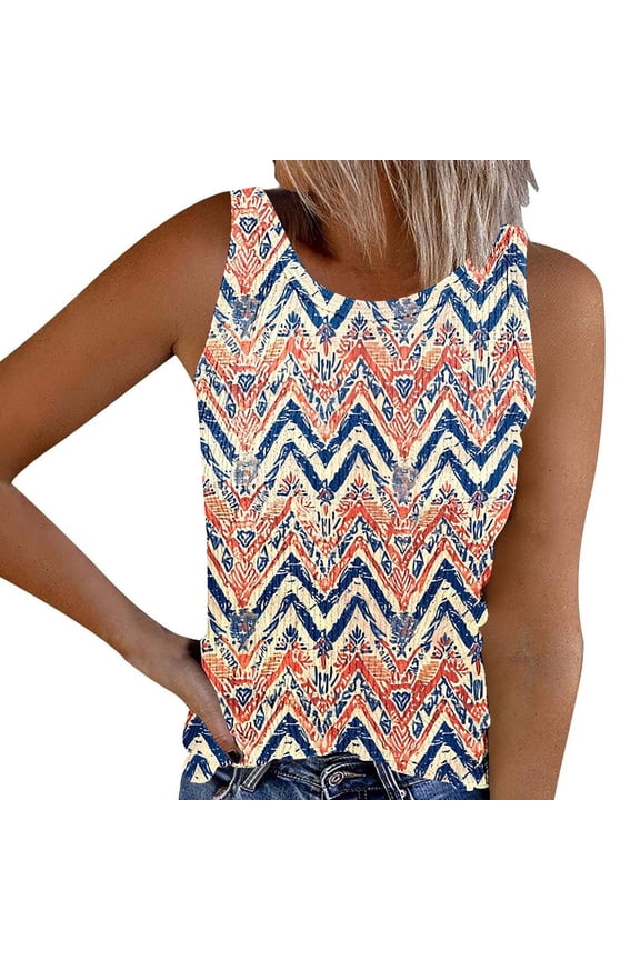 Womens Summer Tank Tops Sleeveless T Shirt Casual Loose Fit Tunic Blouses