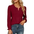 thumbnail image 1 of Oplxuo Womens Tops Dressy Casual Long Sleeve Shirts V Neck Chiffon Blouses Fall Outfits for Women 2025, 1 of 6