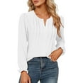 thumbnail image 1 of Oplxuo Womens Tops Dressy Casual Long Sleeve Shirts V Neck Chiffon Blouses Fall Outfits for Women 2025, 1 of 7