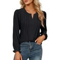 thumbnail image 1 of Oplxuo Womens Tops Dressy Casual Long Sleeve Shirts V Neck Chiffon Blouses Fall Outfits for Women 2025, 1 of 7