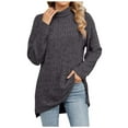 thumbnail image 1 of Oplxuo Womens Turtleneck Ribbed Loose Sweatshirts Pullover Long Sleeve Split Hem Tunic Tops 2025 Fall Clothes, 1 of 7