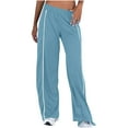 thumbnail image 1 of Oplxuo Womens Wide Leg Striped Athletic Jogger Pants, Lightweight Losoe Elastic Waist Soft Lounge Sweatpants with Pockets, 1 of 7