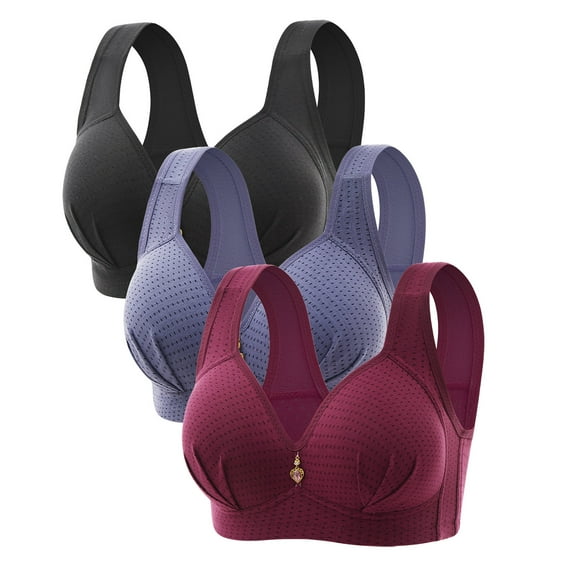 Oplxuo Womens Wireless Bras 3 Pack No Underwire Push Up Comfortable Plus Size Everyday Bras (Multicolors Combination)