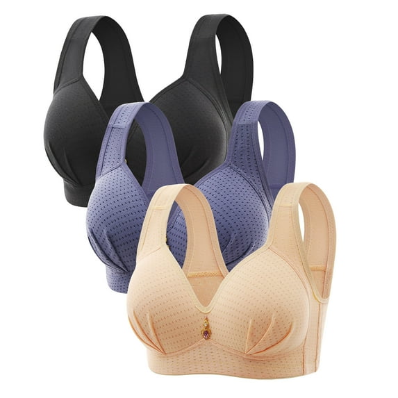 Oplxuo Womens Wireless Bras 3 Pack No Underwire Push Up Comfortable Plus Size Everyday Bras (Multicolors Combination)