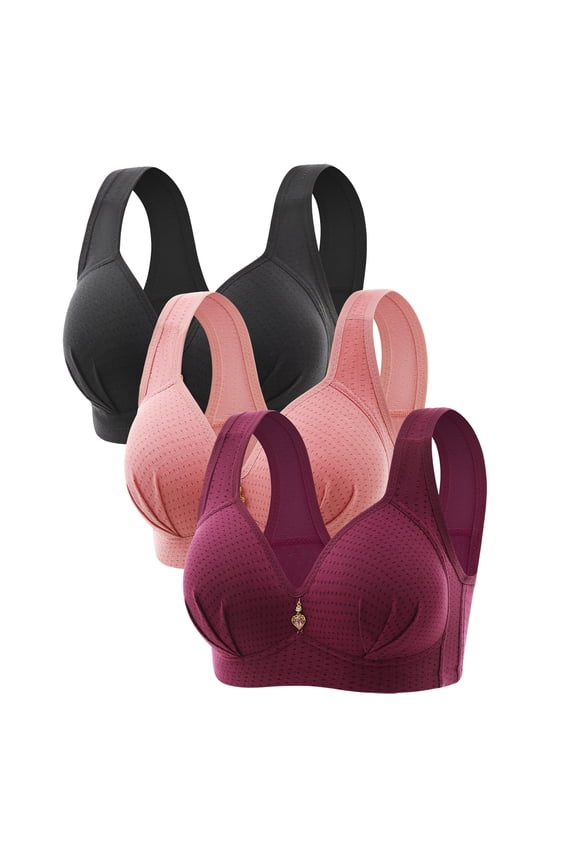 Womens Wireless Bras No Underwire Push Up Comfortable Plus Size Everyday Bras (Multicolors 3 Pack Combination)