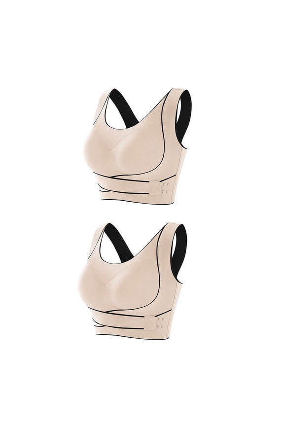 Womens Wireless Sports Bra Pack of 2, Crossover Side Closure Comfortable No Underwire Full Coverage Everyday Bra