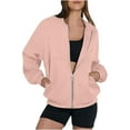 thumbnail image 1 of Oplxuo Womens Zip Up Sweatshirts Jackets Long Sleeve Casual Loose Outwear with Pockets, 1 of 5