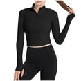 thumbnail image 1 of Oplxuo Workout Shirts for Women Quick Dry Long Sleeve Crop Tops Slim Fit Running Athletic Sports T Shirt with Thumb Hole, 1 of 3