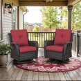 thumbnail image 1 of Opohoro 2-Piece Wicker Rattan Swivel Rocking Glider Chairs with Cushions for Patio, Porch, Backyard, 1 of 11