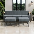 thumbnail image 1 of Opohoro 3-Pieces Outdoor Deep Seating Patio Sofa Set, with 10" Thick Cushions and Ottomans for Garden Backyard, Black, 1 of 9